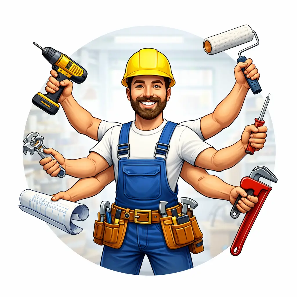 Handwerker mit vielen Armen - Allrounder für alle Arbeiten